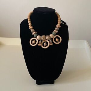 Boho rattan wood necklace